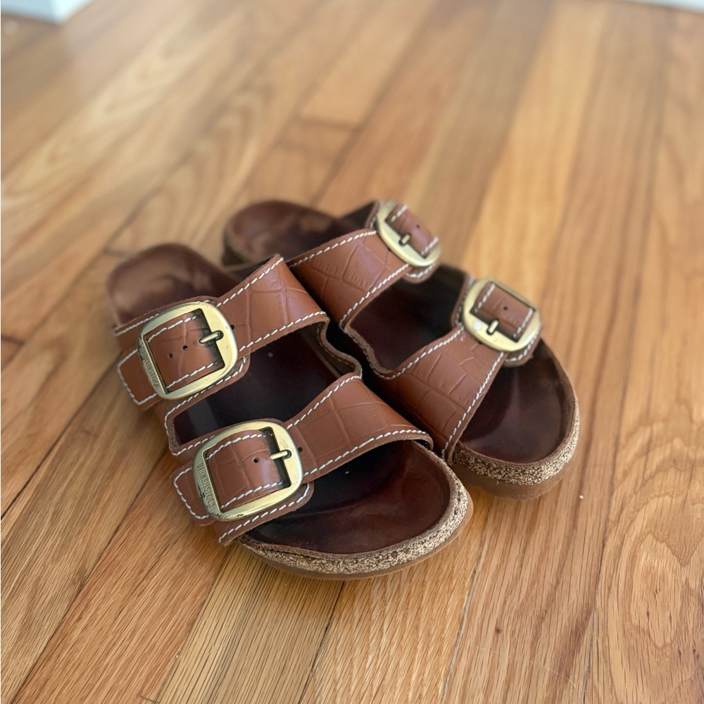 Birkenstock x Staud Brown Croc Arizona Sandal - 39
